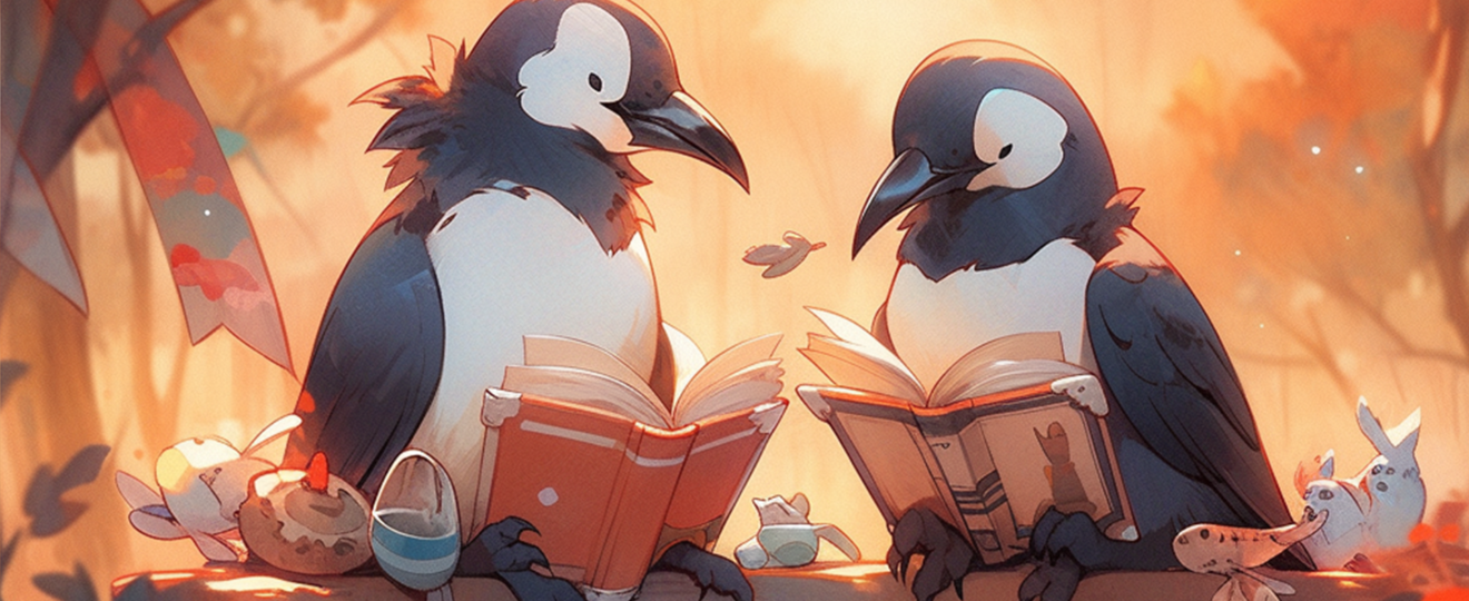 Maggie Magpies reading blog posts together