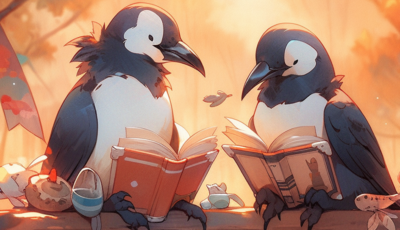 Maggie Magpies reading blog posts together